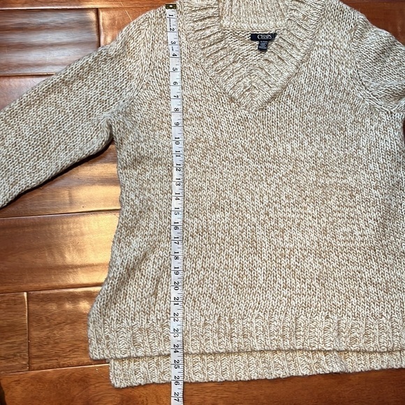 Chaps tan cream and gold b-neck acrylic sweater - Picture 9 of 9